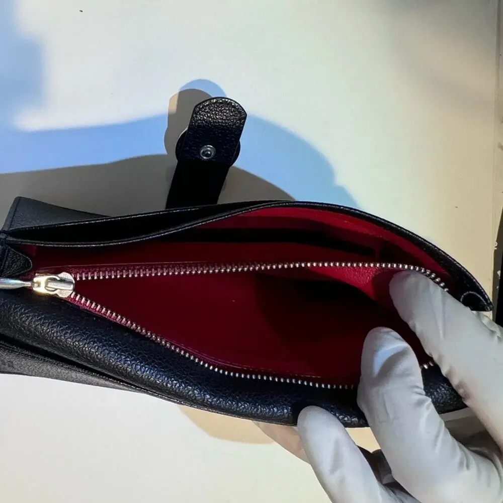 Bvlgari Black Leather Wallet‎ w/ Auth Certificate 6.7x3.5” Red Interior Luxury